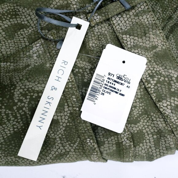 NEW RICH & SKINNY Legacy Snakeskin Jeans Olive Green Women's Size 28 - Picture 9 of 11